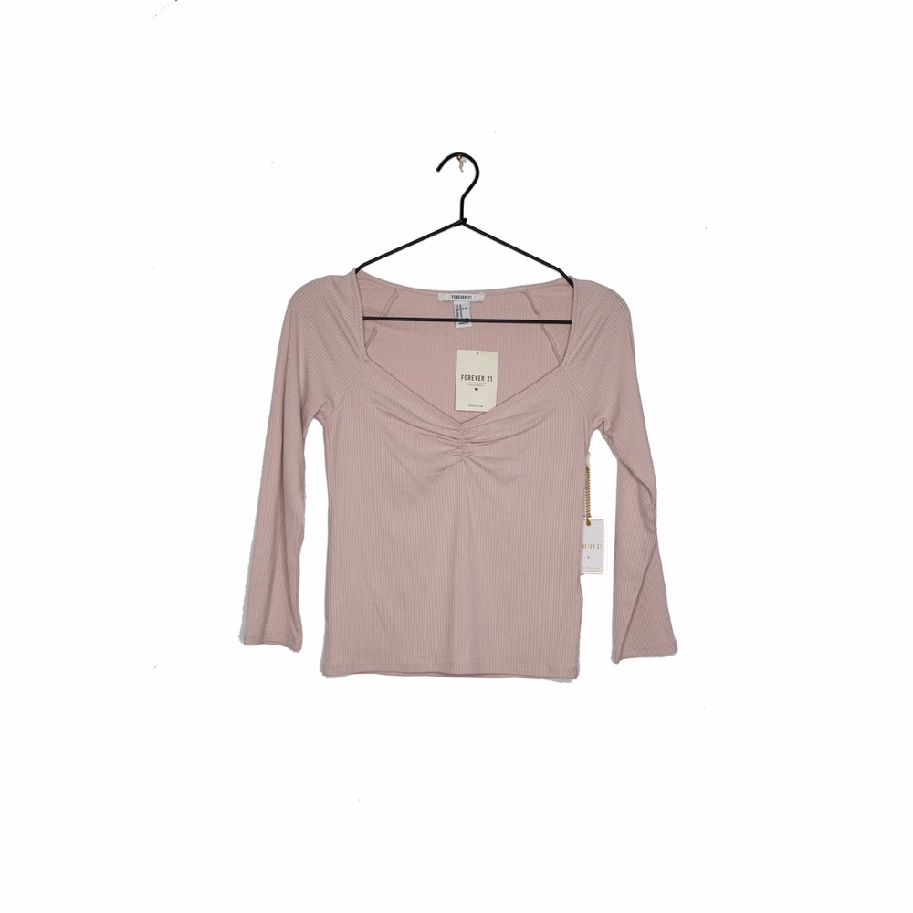 Forever 21 Ruched Ribbed Blush Top NWT - Picture 2 of 7